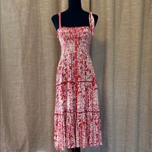 Poupette St. Barth Red and White Midi Dress